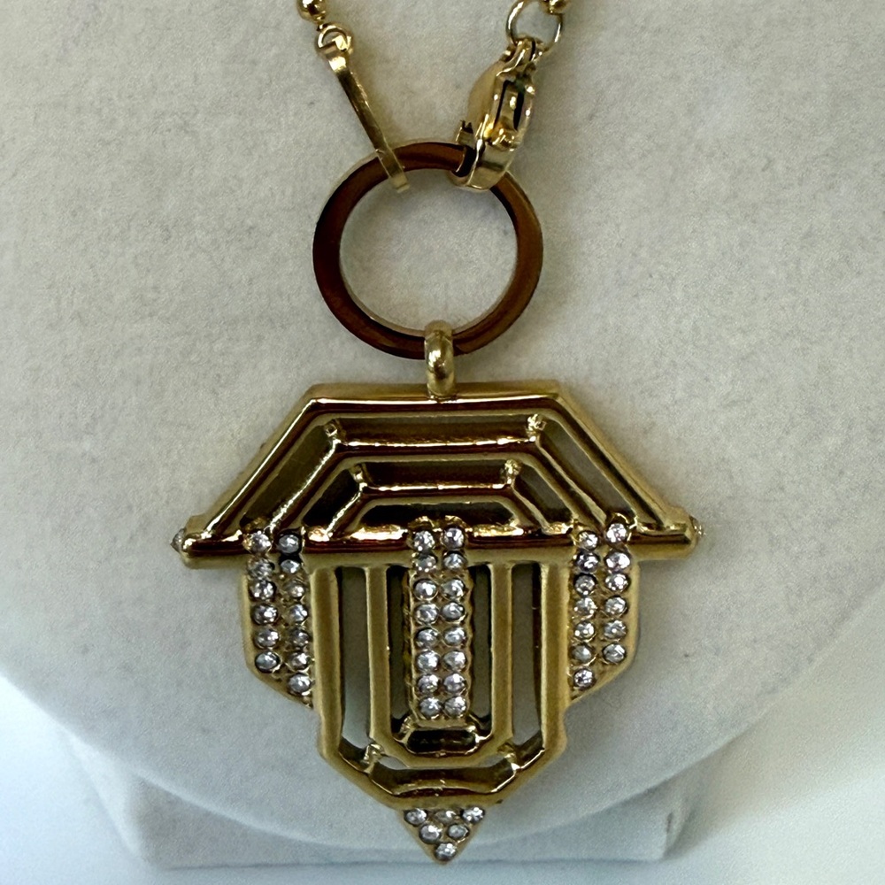 Gold-Tone Crystal Statement Pendant Necklace